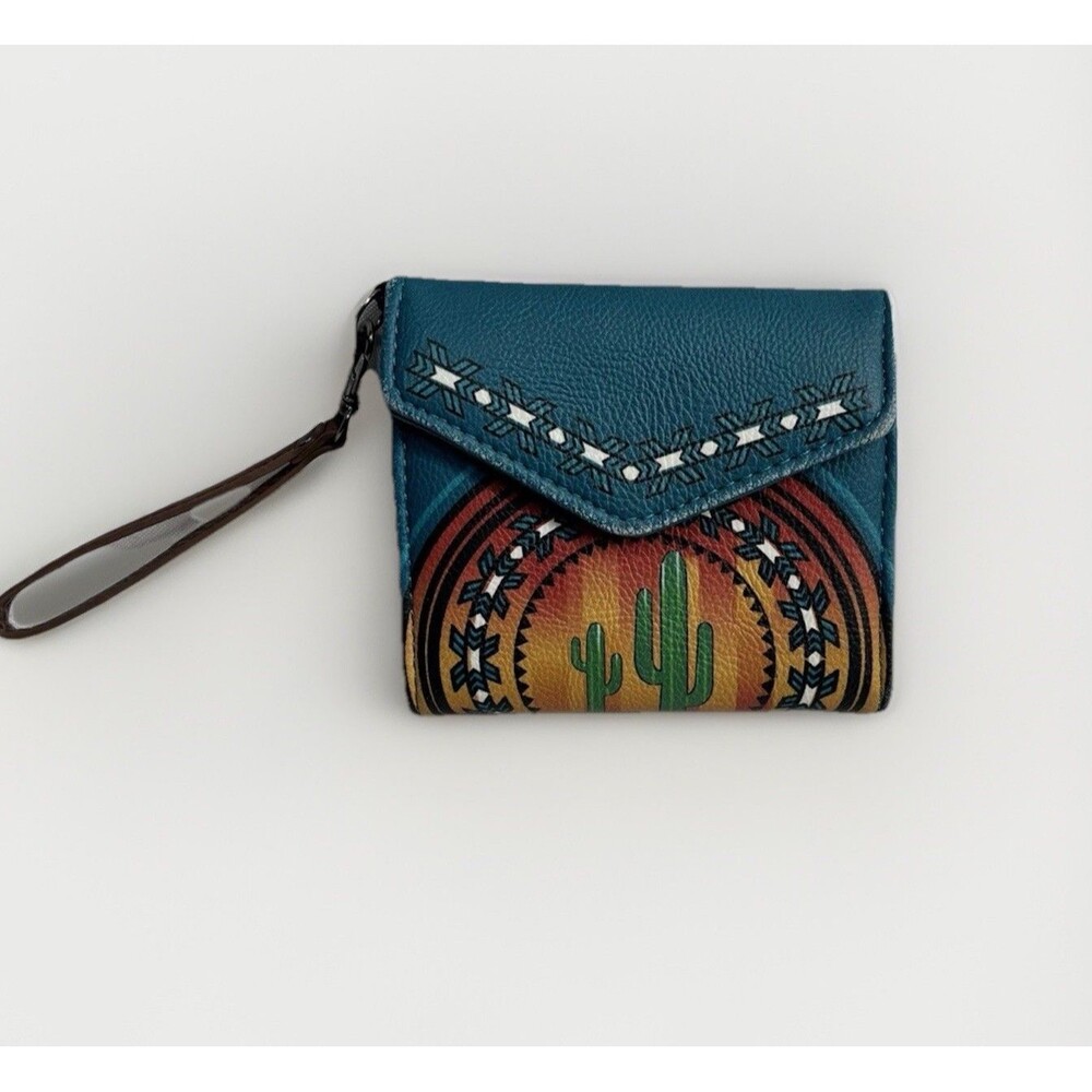 Southwestern Teal Catchfly Studio Brand Wallet Snap Close w/ Wrist Strap
